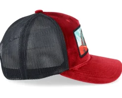 Santa Claus Going For A Ride Velvet Red/Black Trucker - Ho-Ho-Hats