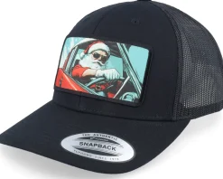 Santa Claus Going For A Ride Black Trucker - Ho-Ho-Hats
