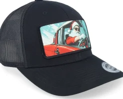 Santa Claus Going For A Ride Black Trucker - Ho-Ho-Hats