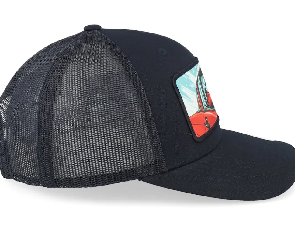 Santa Claus Going For A Ride Black Trucker - Ho-Ho-Hats