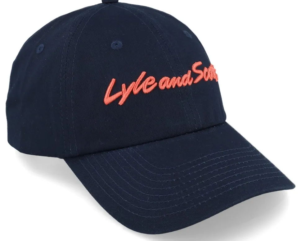 Script Embroidery Baseball Cap Dark Navy Dad Cap - Lyle & Scott