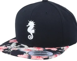 Sea Horse Silhouette Black/Floral Red Snapback - Iconic