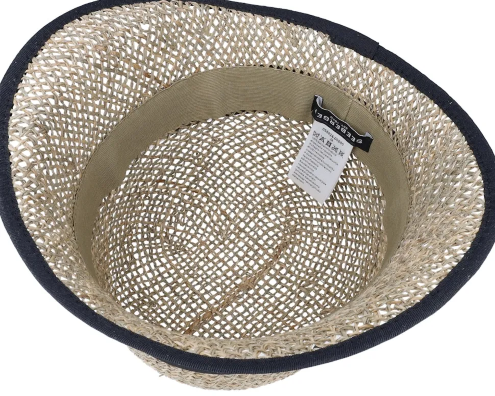Seagras Cloche With Trimming Nature-Black Straw Hat - Seeberger