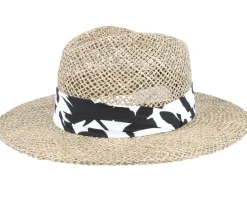 Seagras Fedora With Trimming Nature-Black Straw Hat - Seeberger