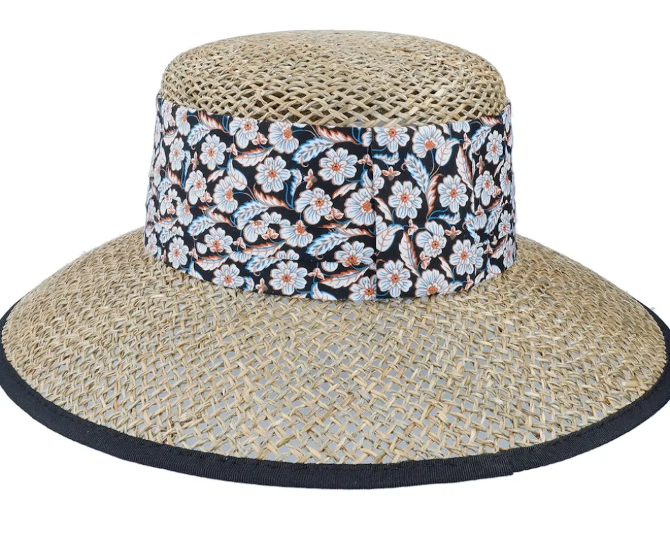 Seagras Floppy With Small Nature-Black Straw Hat - Seeberger