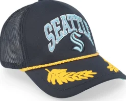 Seattle Kraken Gold Leaf Black Trucker - Mitchell & Ness