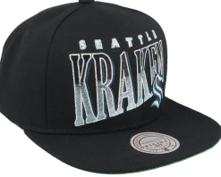Seattle Kraken Line Work Black Snapback - Mitchell & Ness