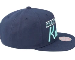 Seattle Kraken Retro Lock Up Navy Snapback - Mitchell & Ness