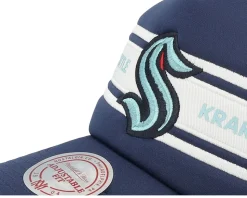Seattle Kraken Sideline Navy/White A-frame Trucker - Mitchell & Ness