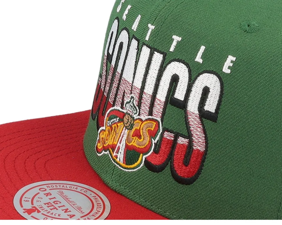 Seattle Supersonics Billboard 2 Hwc Green/Red Snapback - Mitchell & Ness