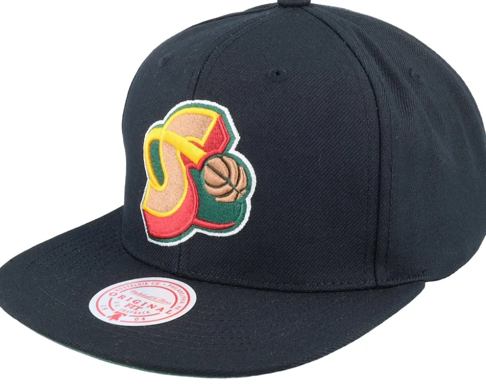 Seattle Supersonics Black Pop Black Snapback - Mitchell & Ness