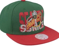 Seattle Supersonics Cross Check Hwc Green/Red Snapback - Mitchell & Ness