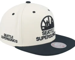 Seattle Supersonics Evergreen Cream Black Hwc Off White/Black Snapback - Mitchell & Ness