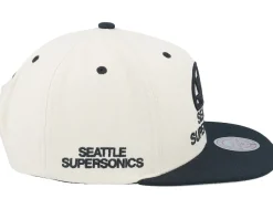 Seattle Supersonics Evergreen Cream Black Hwc Off White/Black Snapback - Mitchell & Ness