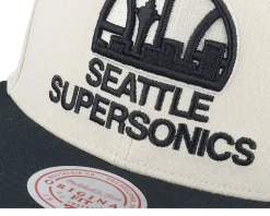 Seattle Supersonics Evergreen Cream Black Hwc Off White/Black Snapback - Mitchell & Ness