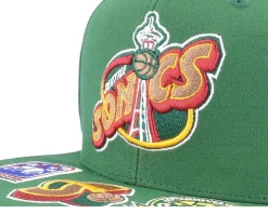 Seattle Supersonics Front Face Green Snapback - Mitchell & Ness