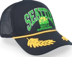 Seattle Supersonics Gold Leaf Hwc Black Trucker - Mitchell & Ness