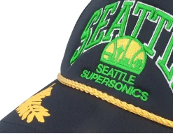 Seattle Supersonics Gold Leaf Hwc Black Trucker - Mitchell & Ness