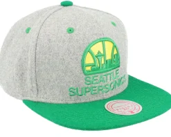 Seattle Supersonics Melton Patch Grey/Green Snapback - Mitchell & Ness