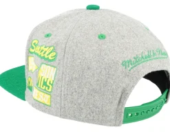 Seattle Supersonics Melton Patch Grey/Green Snapback - Mitchell & Ness