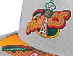 Seattle Supersonics Munch Time Hwc Grey Snapback - Mitchell & Ness
