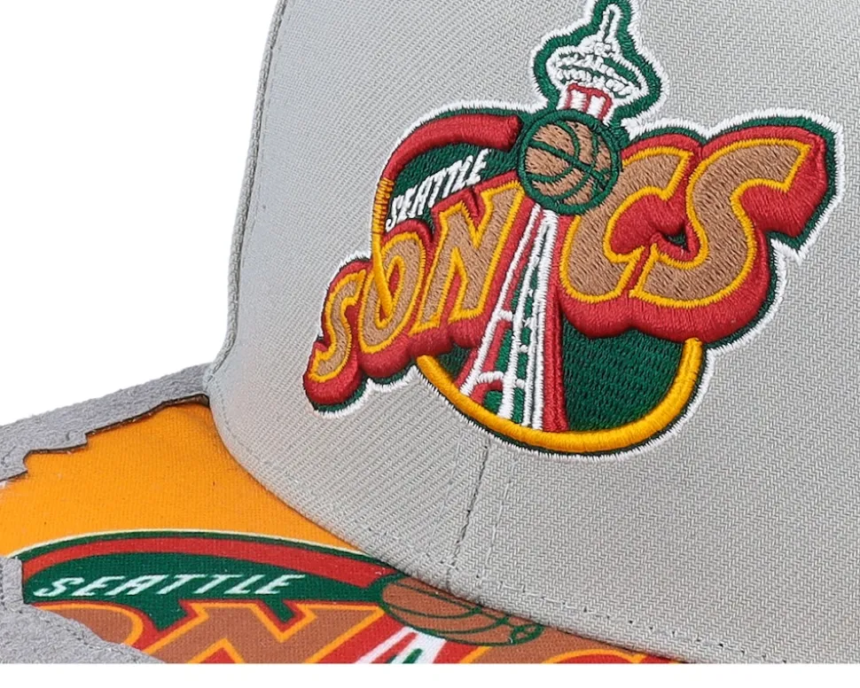 Seattle Supersonics Munch Time Hwc Grey Snapback - Mitchell & Ness