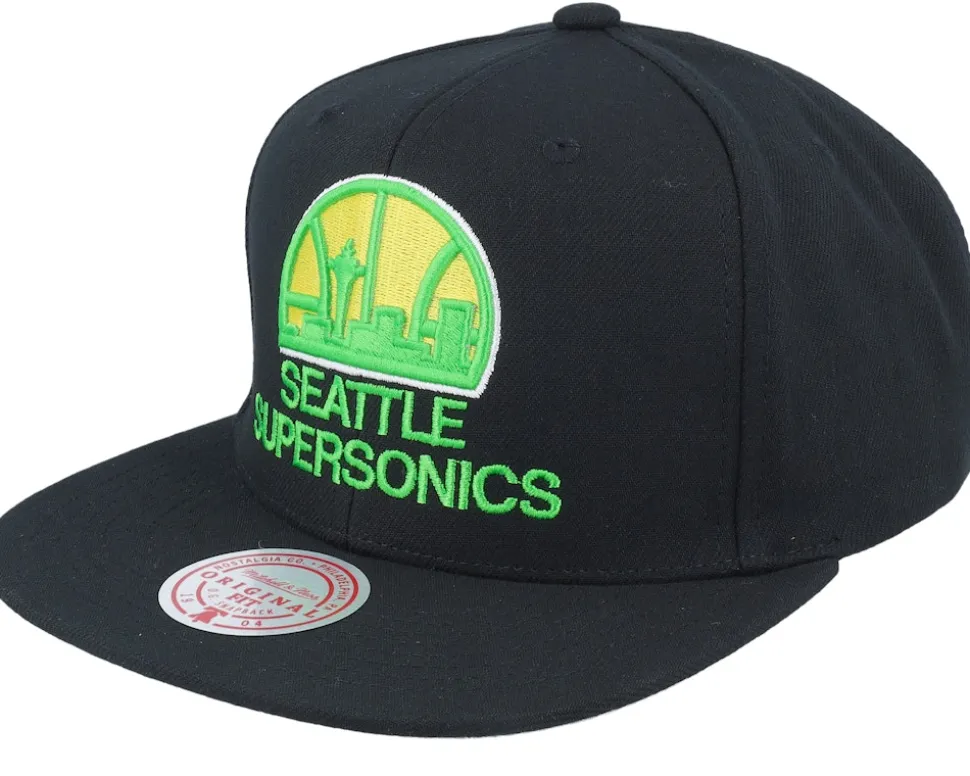 Seattle Supersonics Neon Tropical Hwc Black Snapback - Mitchell & Ness