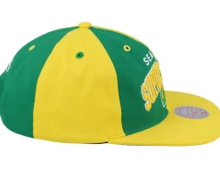 Seattle Supersonics Pinwheel Of Fortune Yellow/Green Snapback - Mitchell & Ness