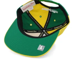 Seattle Supersonics Pinwheel Of Fortune Yellow/Green Snapback - Mitchell & Ness