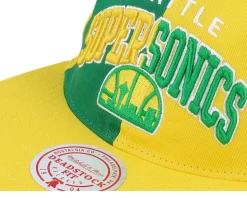 Seattle Supersonics Pinwheel Of Fortune Yellow/Green Snapback - Mitchell & Ness