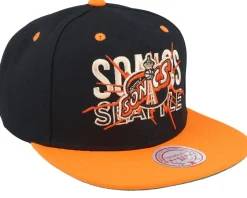 Seattle Supersonics Shattered Black/Orange Snapback - Mitchell & Ness