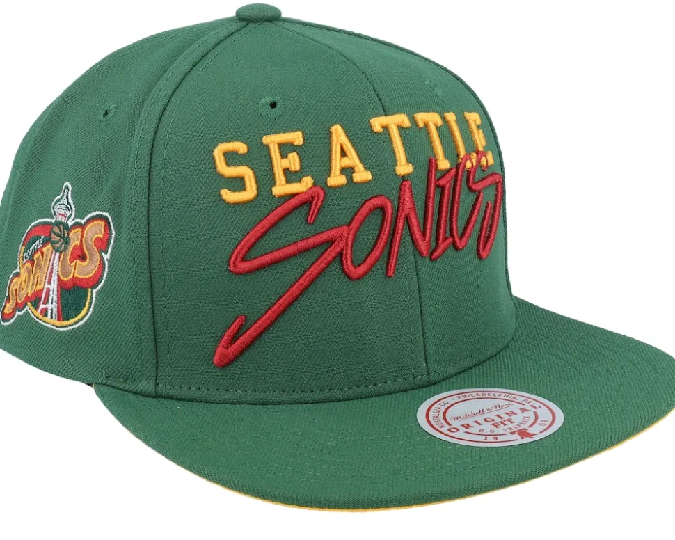 Seattle Supersonics Team Tagged Green Snapback - Mitchell & Ness