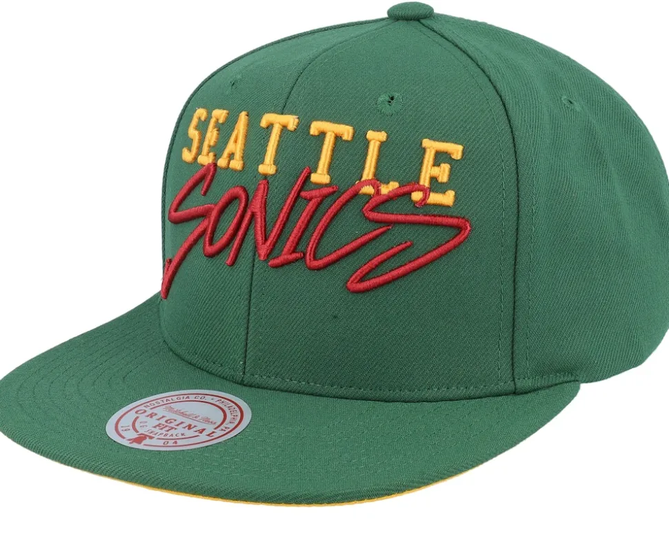 Seattle Supersonics Team Tagged Green Snapback - Mitchell & Ness