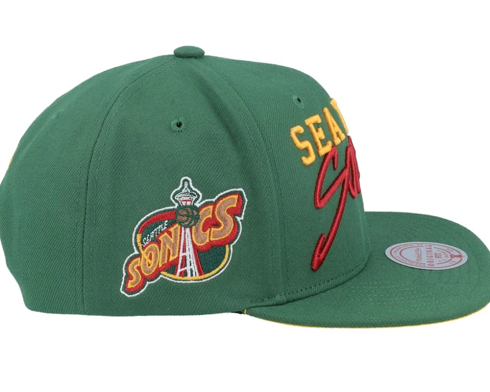 Seattle Supersonics Team Tagged Green Snapback - Mitchell & Ness