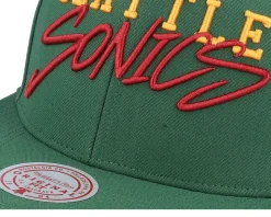 Seattle Supersonics Team Tagged Green Snapback - Mitchell & Ness