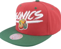 Seattle Supersonics Transcript Red/Green Snapback - Mitchell & Ness