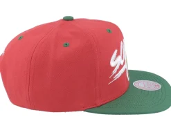 Seattle Supersonics Transcript Red/Green Snapback - Mitchell & Ness