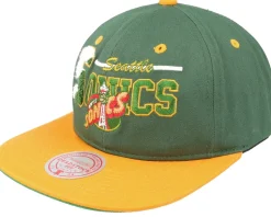 Seattle Supersonics Varsity Letter Green/Yellow Snapback - Mitchell & Ness