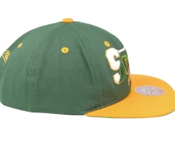 Seattle Supersonics Varsity Letter Green/Yellow Snapback - Mitchell & Ness
