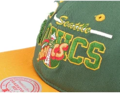 Seattle Supersonics Varsity Letter Green/Yellow Snapback - Mitchell & Ness