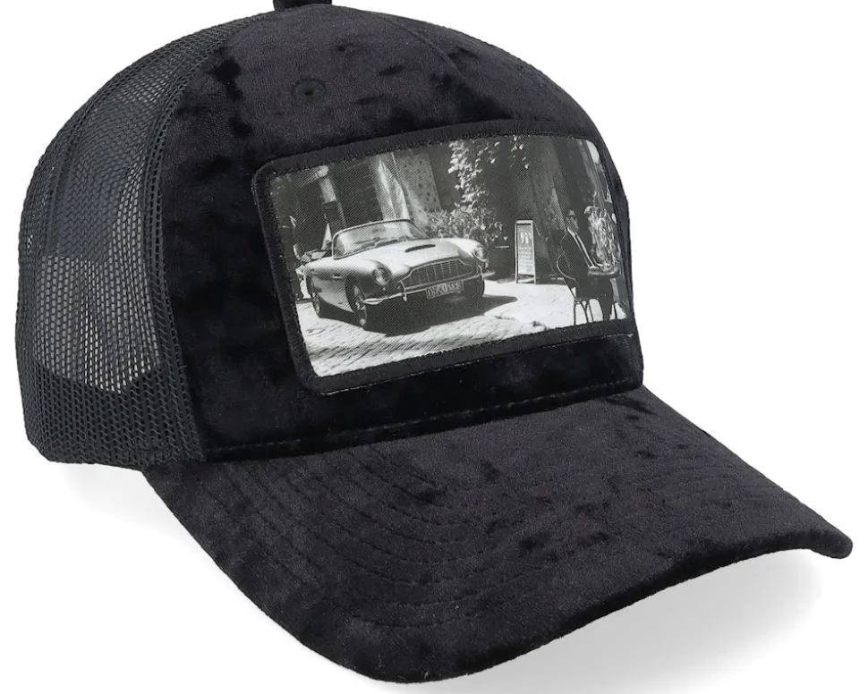 Secret Agent And Car Velvet Black A-Frame Trucker - Calza Pennello