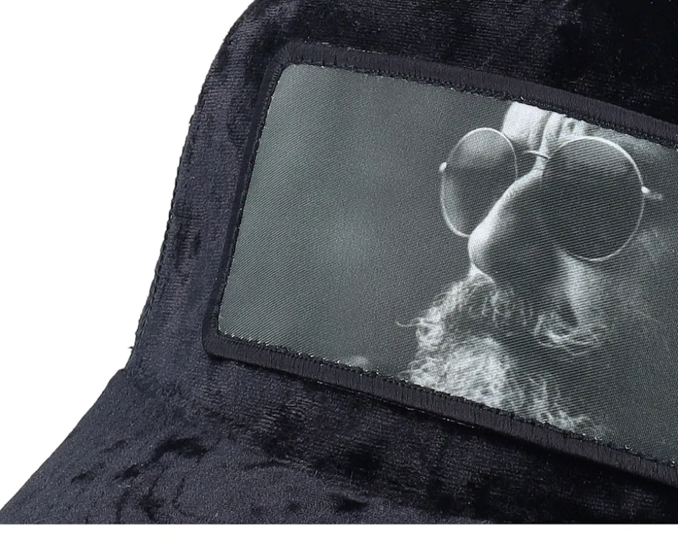 Shades And Beard Patch Velvet Black A-Frame Trucker - Bearded Man