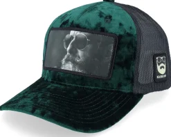 Shades And Beard Patch Velvet Black A-Frame Trucker - Bearded Man