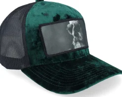 Shades And Beard Patch Velvet Green/Black A-Frame Trucker - Bearded Man