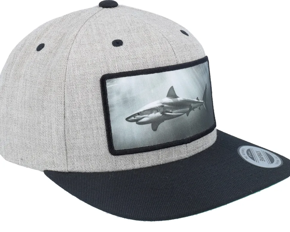 Shark Big Patch Heather Grey/Black Snapback - Calza Pennello