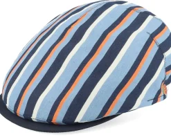Sidney Block Stripes Blue Flat Cap - Mayser