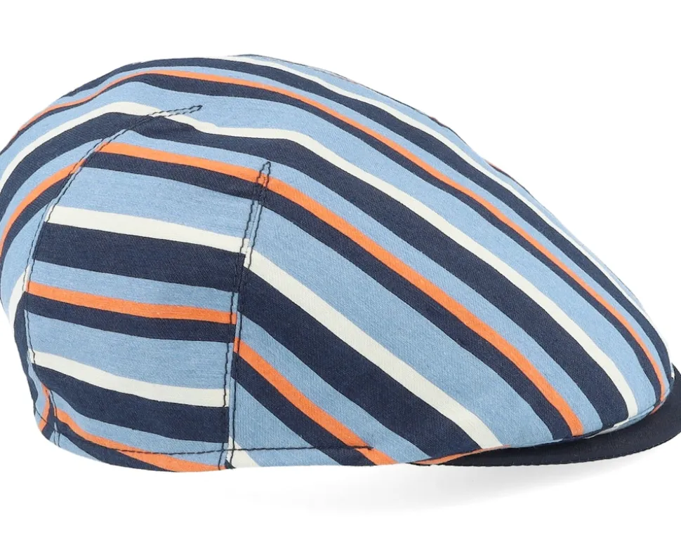 Sidney Block Stripes Blue Flat Cap - Mayser