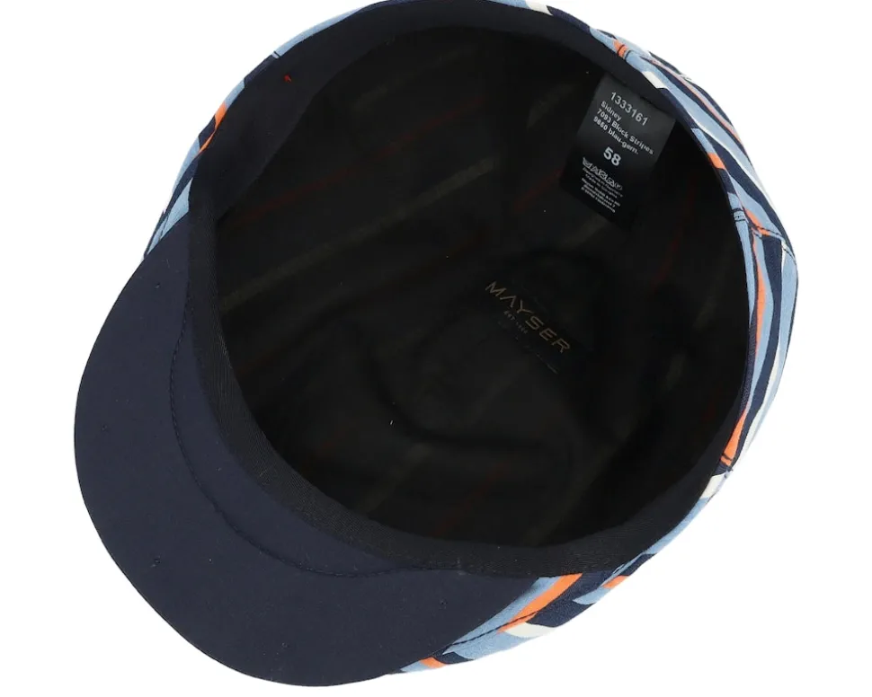Sidney Block Stripes Blue Flat Cap - Mayser