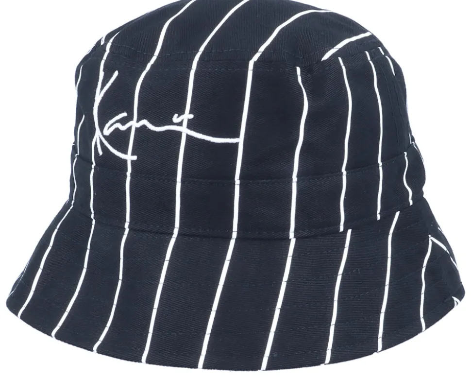 Signature Pinstripe Hat Black/White Bucket - Karl Kani