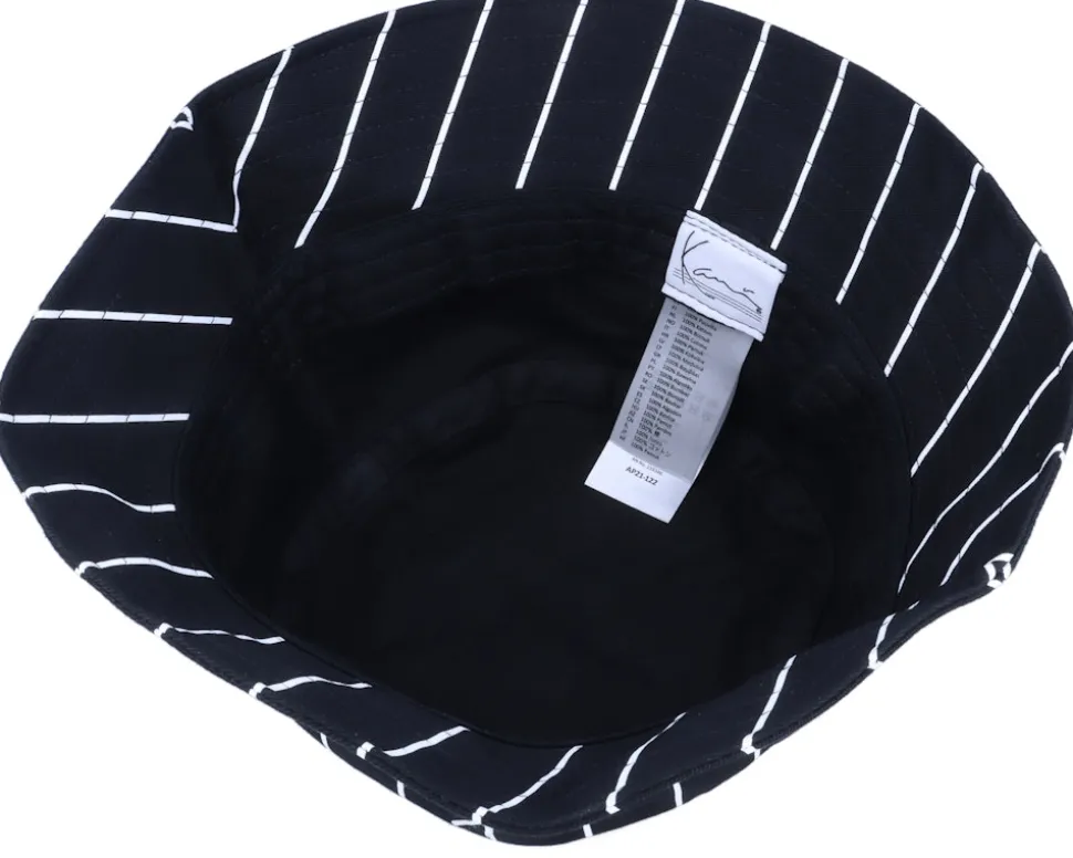 Signature Pinstripe Hat Black/White Bucket - Karl Kani